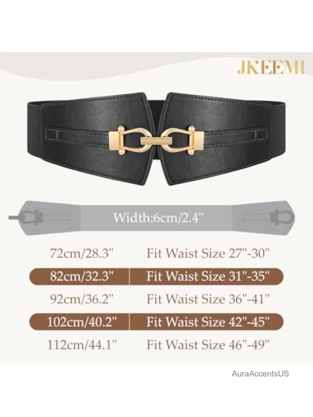 Wide Elastic Stretch Belt Gold Buckle Faux Leather Waist Belt for Dresses Coats